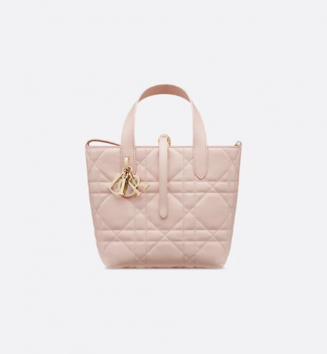 디올 Toujours 스몰 버티컬 토트백 파우더 핑크 매크로까나쥬 송아지 가죽 M2835OSNW_M413