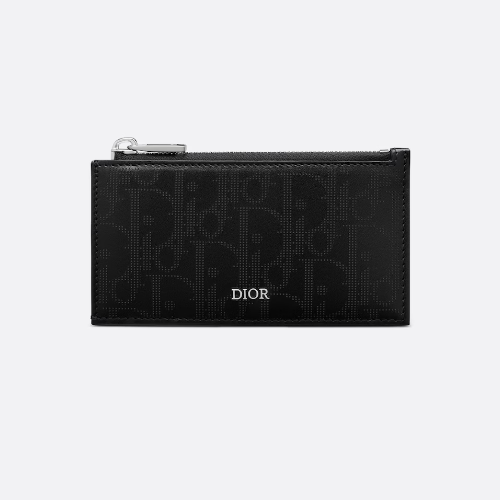 크리스찬디올 지퍼 카드 지갑블랙 Oblique Galaxy 가죽 2ESBC250VPD_H03E